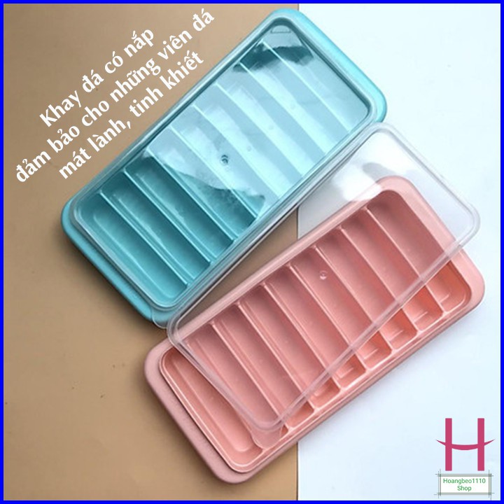 Vỉ đá, Khay đá có nắp 9 viên dài Nhựa Việt Nhật , khuôn thạch rau câu, kẹo dẻo cute MS:6933 { H }