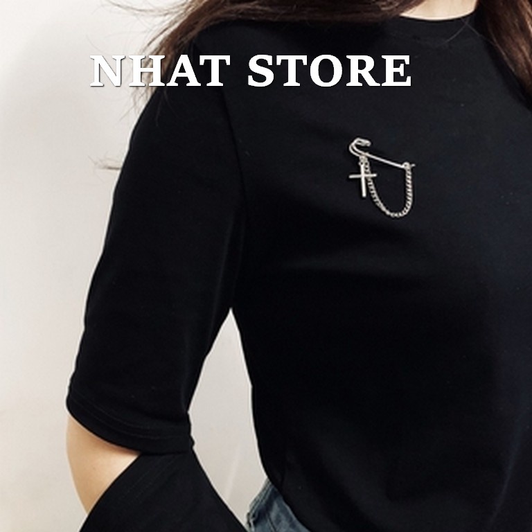 Ghim cài áo thời trang mạ bạc có chuỗi phong cách Punk, hip hop cho nam và nữ