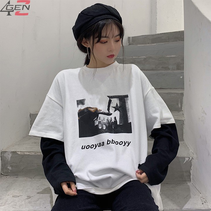 Áo phông tay lỡ unisex 2021, áo phông nữ form rộng tay lỡ màu trắng, xanh cổ tròn đẹp chất cotton | BigBuy360 - bigbuy360.vn