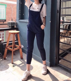 Yếm jean dài co giãn vải xước