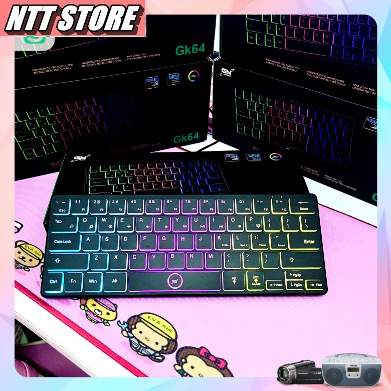 Bàn Phím máy tính Mini Gnet K64 có Dây và Led Jack Cắm Usb - Bảo hành chính hãng 12 tháng - NTT Shop
