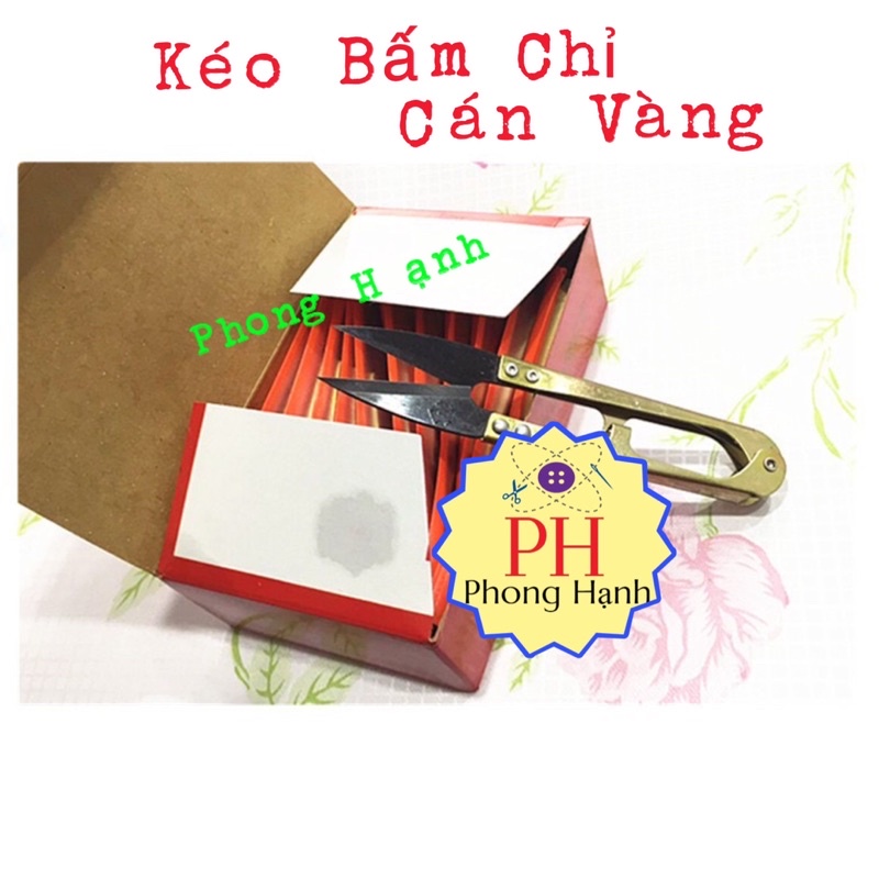 Hộp Kéo Bấm Chỉ Cán Tím, Cán Vàng (1 hộp 12 cây)