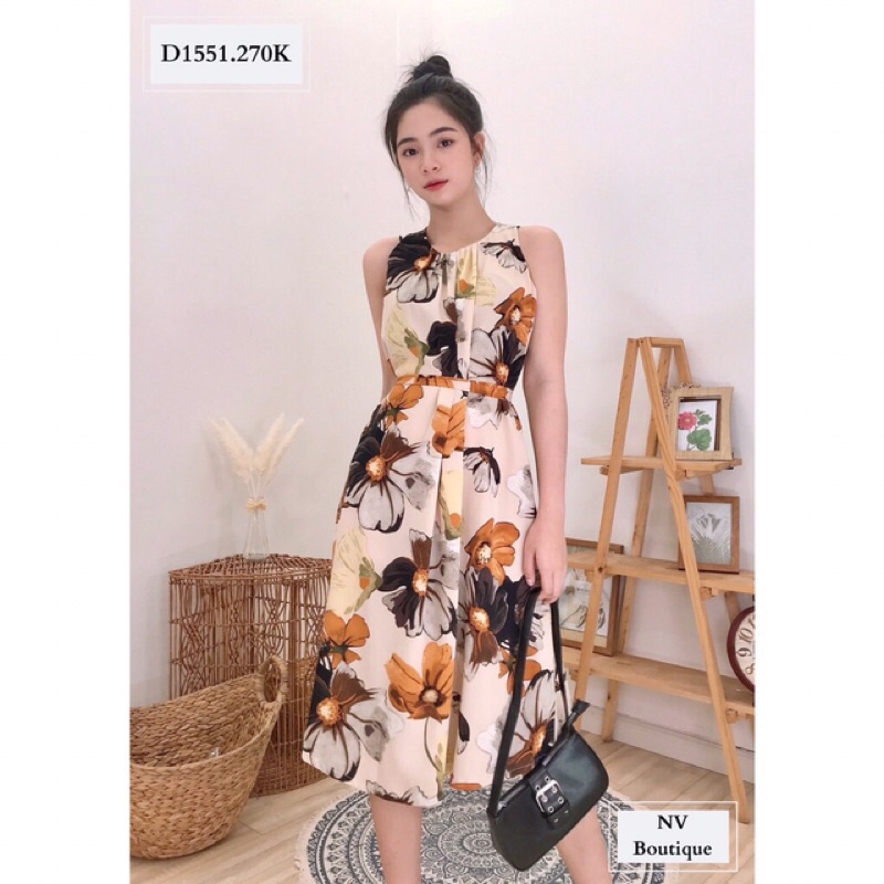 Đầm voan hoa thanh lý