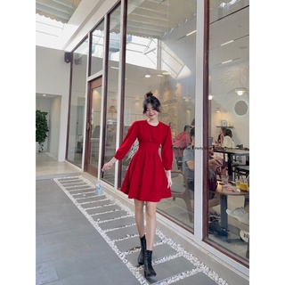 ĐẦM TAY DÀI XOÈ XẾP LY EO