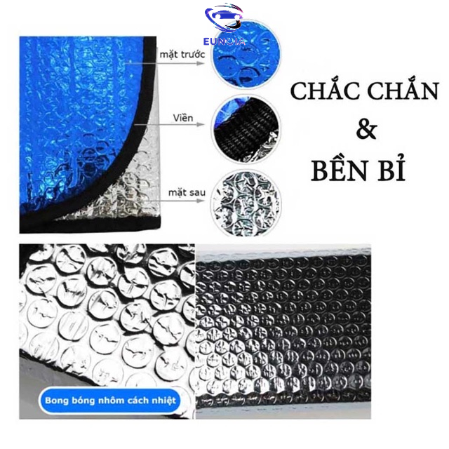 Bộ 4 tấm chắn nắng - tấm che nắng ô tô- bộ che nắng ô tô hút kính, tráng nhôm cách nhiệt phản quang