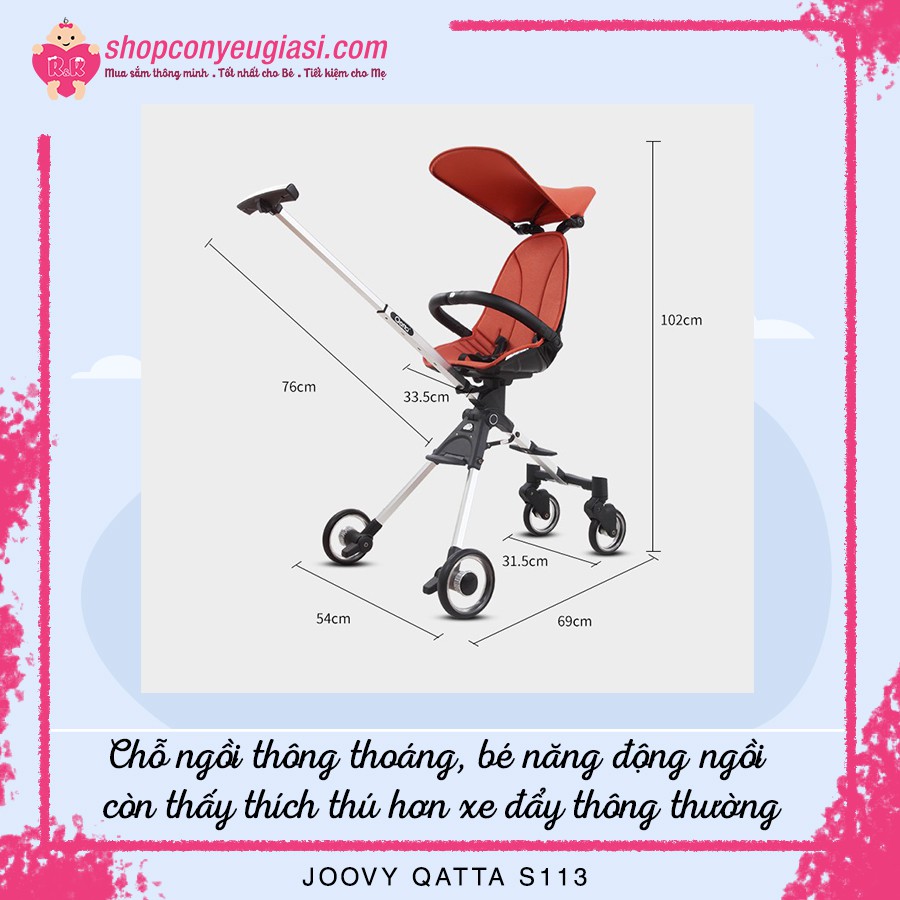 Xe Đẩy 2 Chiều Cao Cấp Joovy Qatta S113