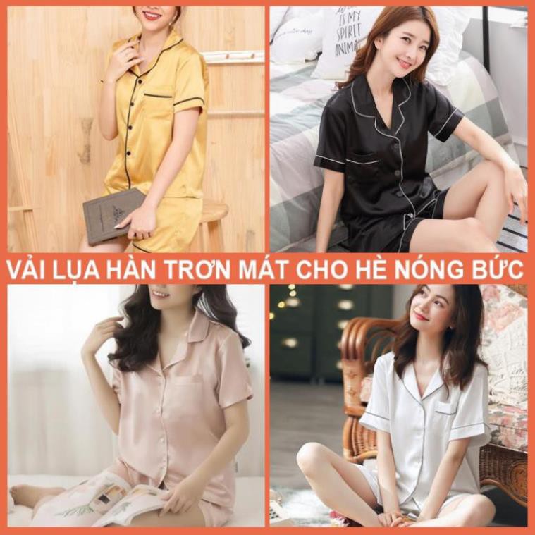 [Đồ bộ mặc nhà nữ] Bộ Pijama Lụa Cộc Tay Nữ, Cao Cấp, Bộ Đồ Ngủ Nữ Mùa Hè, bộ pijama