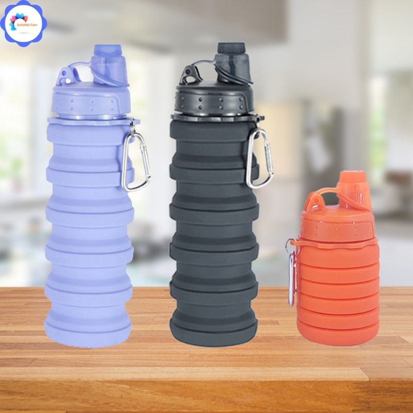 Bình Nước Chai Nước Silicone 500ML Có Thể Gấp Gọn Tiện Dụng -SOHANEI FAM -Thích Hợp Đi Bộ Thể Thao Ngoài Trời, Dã Ngoại