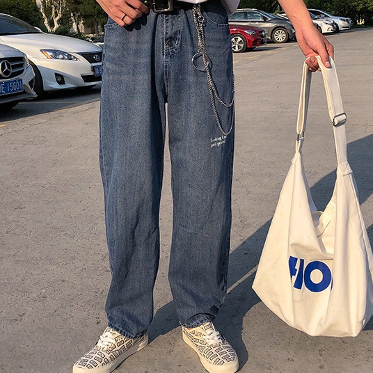 Quần Jeans Ống Rộng Phong Cách Hip Hop Cá Tính Cho Nam Cỡ M-3XL