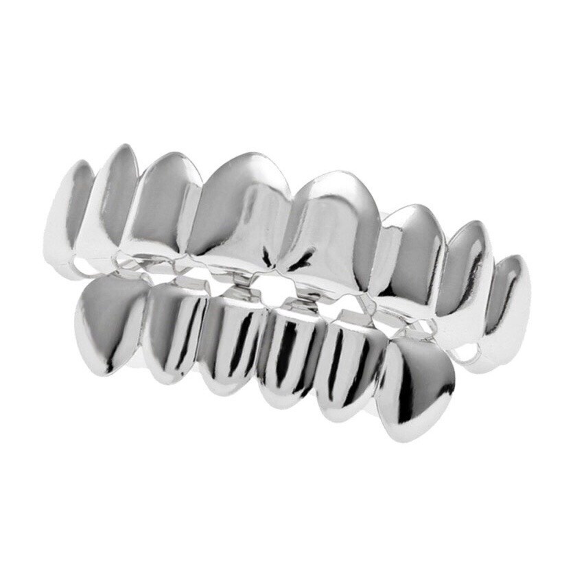 Hai hàm trang sức răng grillz trơn vàng bạc hiphop