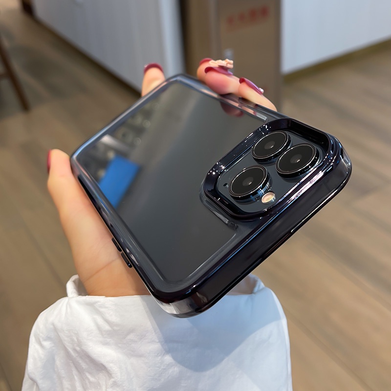 vỏ mới Cho iPhone x xs max xr Vỏ bảo vệ máy ảnh đầy đủ Lớp mạ sang trọng Vỏ trong suốt iP 11 12 13 pro max ins Ốp lưng trong suốt chống sốc Silicone đơn giản