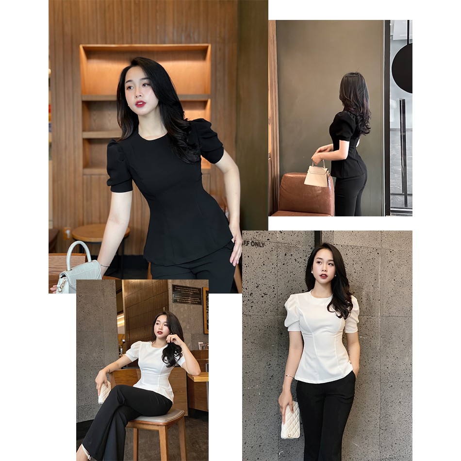 Áo Mini Moon đen tôn eo tay bồng nhẹ by Chansee | BigBuy360 - bigbuy360.vn