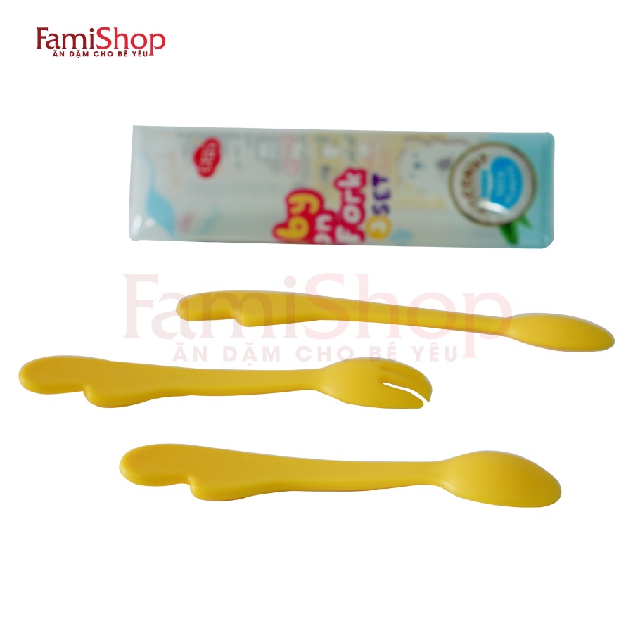FamiShop Set thìa và dĩa 3 món vàng chuối Unilui dừa