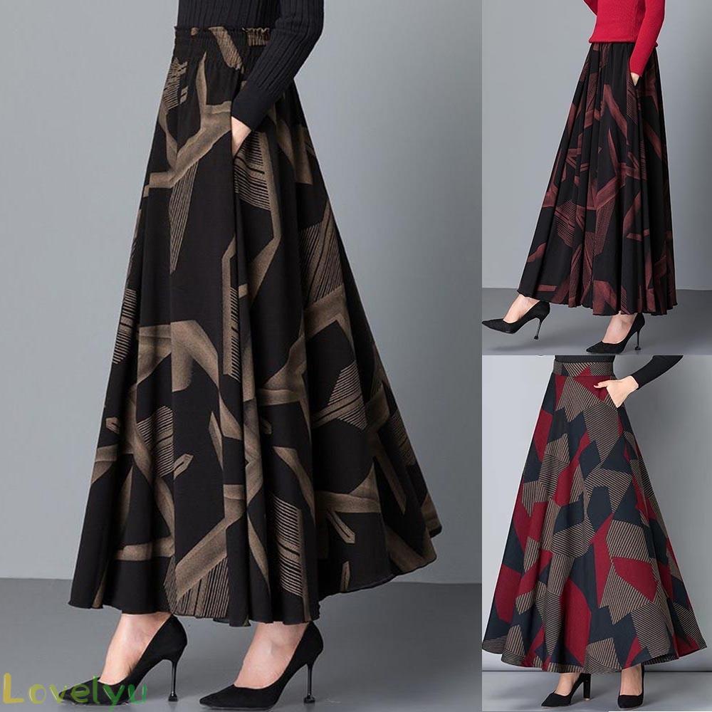 Chân váy chữ A dáng rộng xếp ly xẻ tà thiết kế thời trang cho nữ