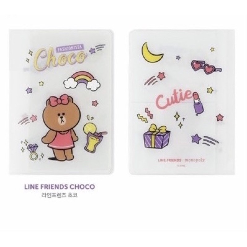 Link 4 Vỏ bọc passport chính hãng đựng hộ chiếu, giấy tờ trong suốt mẫu Gấu nơ Choco Line