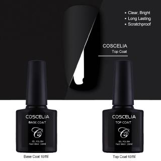 Coscelia 2 chiếc 10ml Top Base Coat để ngâm tia UV Nail Gel Ba Lan Sơn mài lâu trôi Không có khăn lau Primer Kit