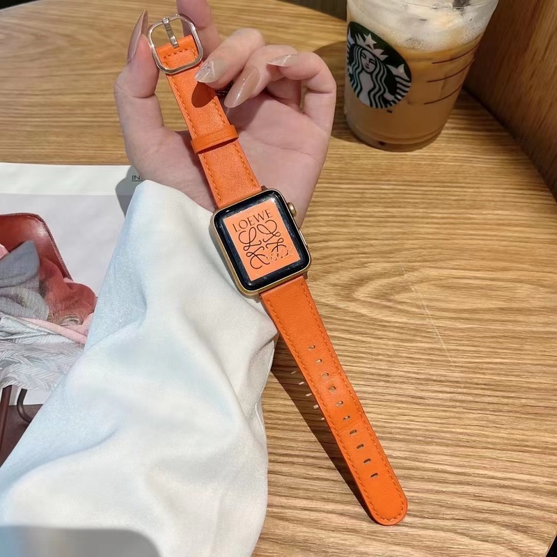 Dây Đeo Bằng Da Thật 44mm 45mm 41mm 40mm 42mm 38mm Cho iWatch series 7 6 5 4 3 2 1