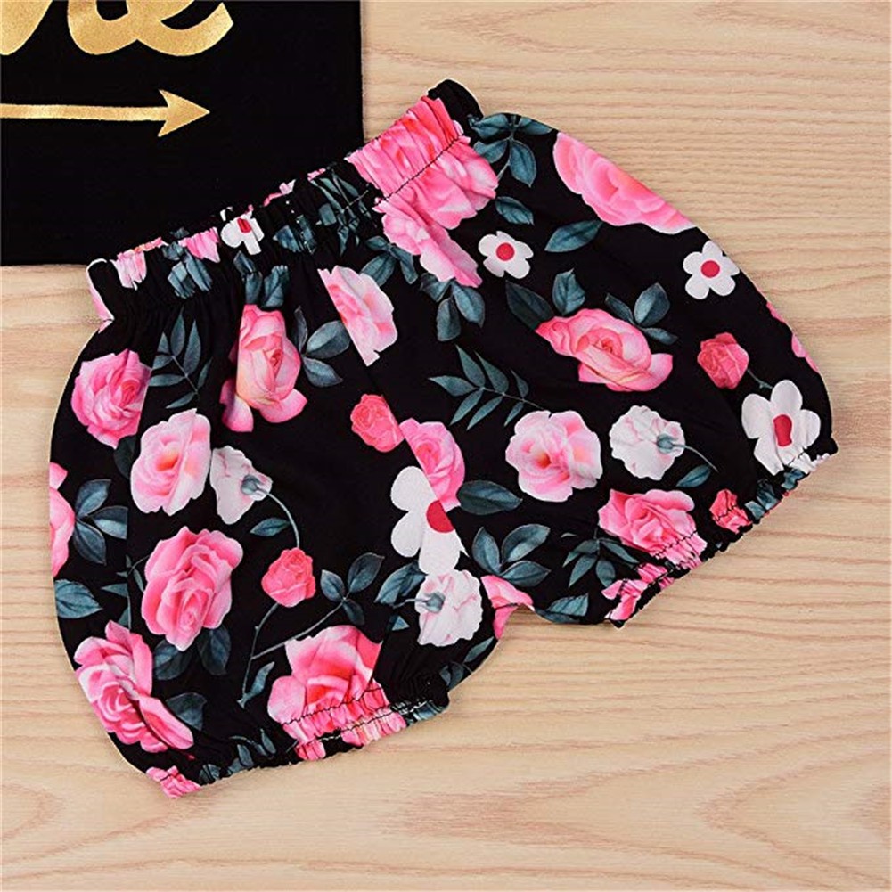 Mikrdoo Bộ áo thun không tay + Quần ngắn + Băng đô nơ dễ thương cho bé gái