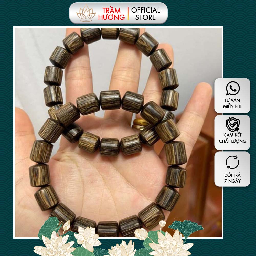 Vòng Tay Trầm Hương Dạng Trúc Tự Nhiên, Cao Cấp - Vòng Phong Thủy Tài Lộc và May Mắn VTTH27
