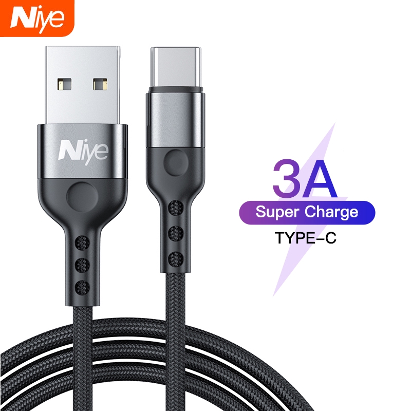 Cáp sạc nhanh dây bện Lightning/Micro USB/Type-C 3A Niye dành cho iPhone Android