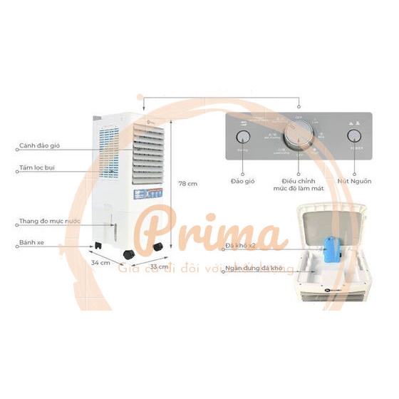 (Bán rẻ xin đánh giá 5 sao) - Quạt làm lạnh không khí Mishio 30 lít 80W - Giải Nhiệt Mùa Hè, Ấm Cúng Mùa Đông - [PRIMA]