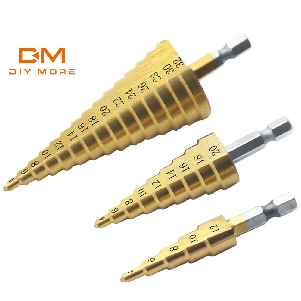 DIYMORE Mũi khoan lỗ hình nón thép gió HSS 4-12 4-20 4-32mm tiện lợi