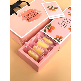 Hộp Giấy Đựng Bánh HÌNH TRÁI CAM + Kèm Giỏ (Set 5 Hộp).