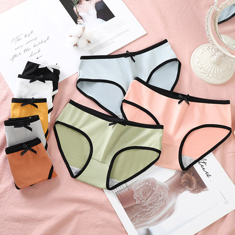 Quần Lót Cotton Không Đường May Đính Nơ Cho Nữ