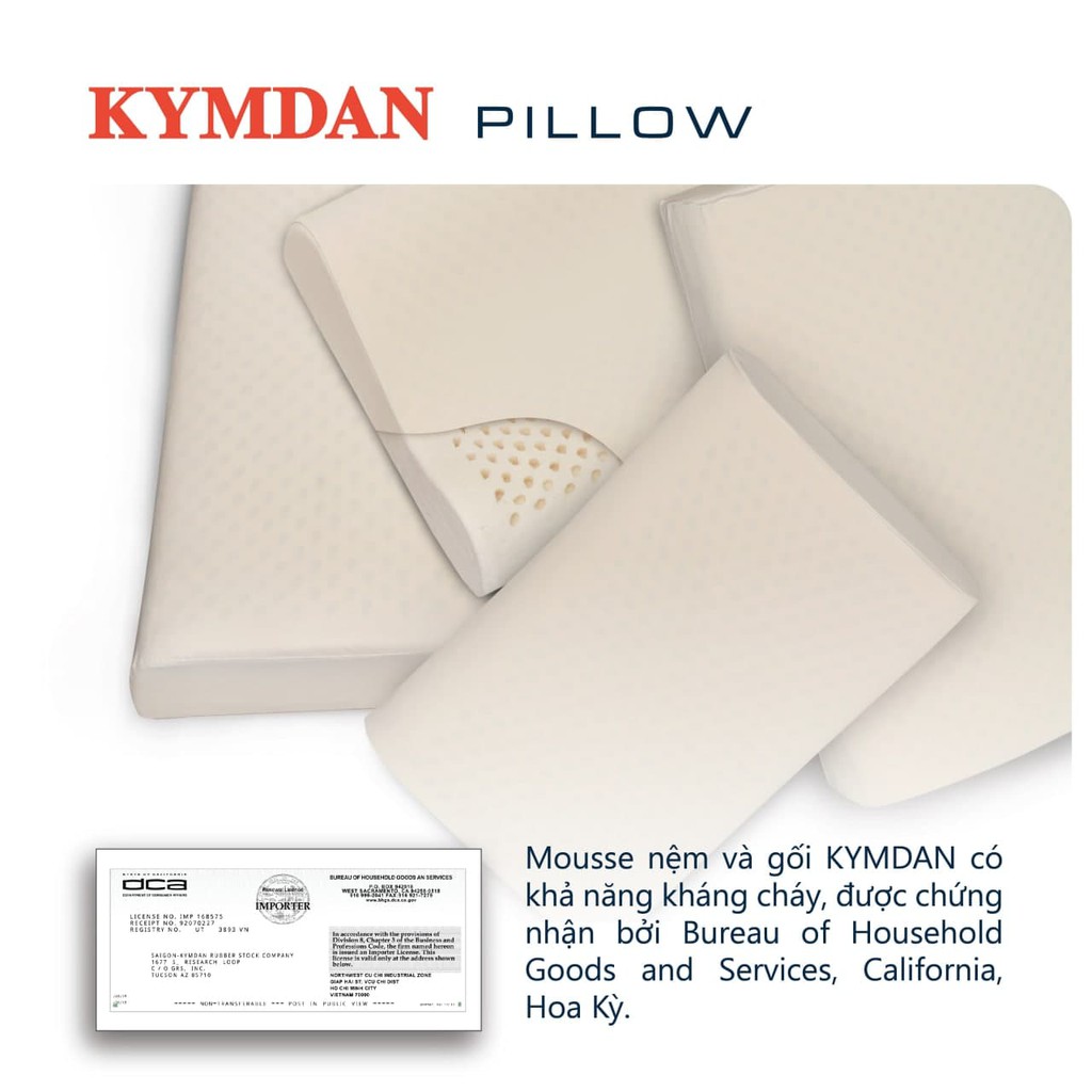 Combo 2 gối cao su thiên nhiên KYMDAN Pillow PressureFree Plus - tặng vỏ bọc gối cùng kích thước