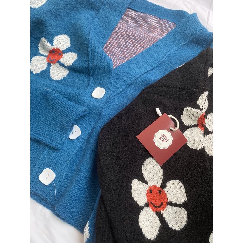 Áo Cardigan Len Moeee hoạ tiết hoa style Hàn Quốc