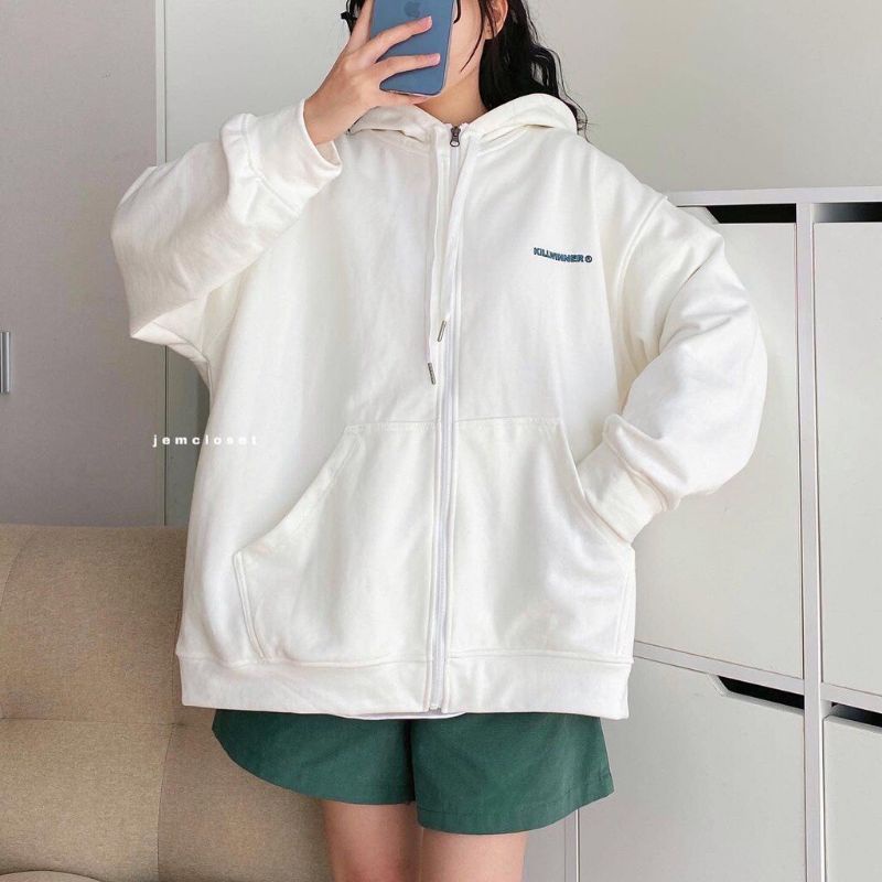 Áo Khoác Hoodie Dây Kéo Viền Tay Bồng Unisex❤Jacket Form Rộng Có Mũ Màu ĐEN | HỒNG Ulzzang Hot Hit ❤️