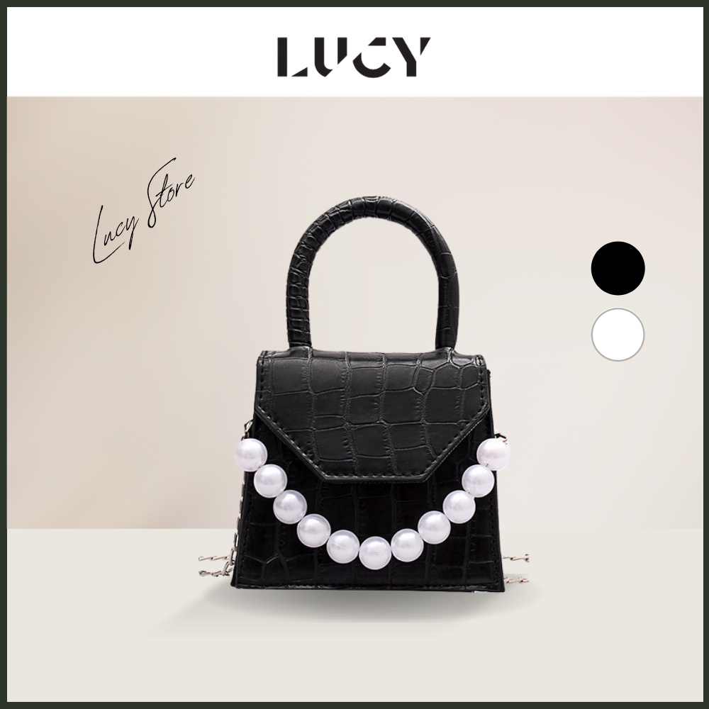 Túi đeo chéo nữ mini Lucy Store siêu đẹp giá rẻ phối quai ngọc đi chơi phong cách hàn quốc