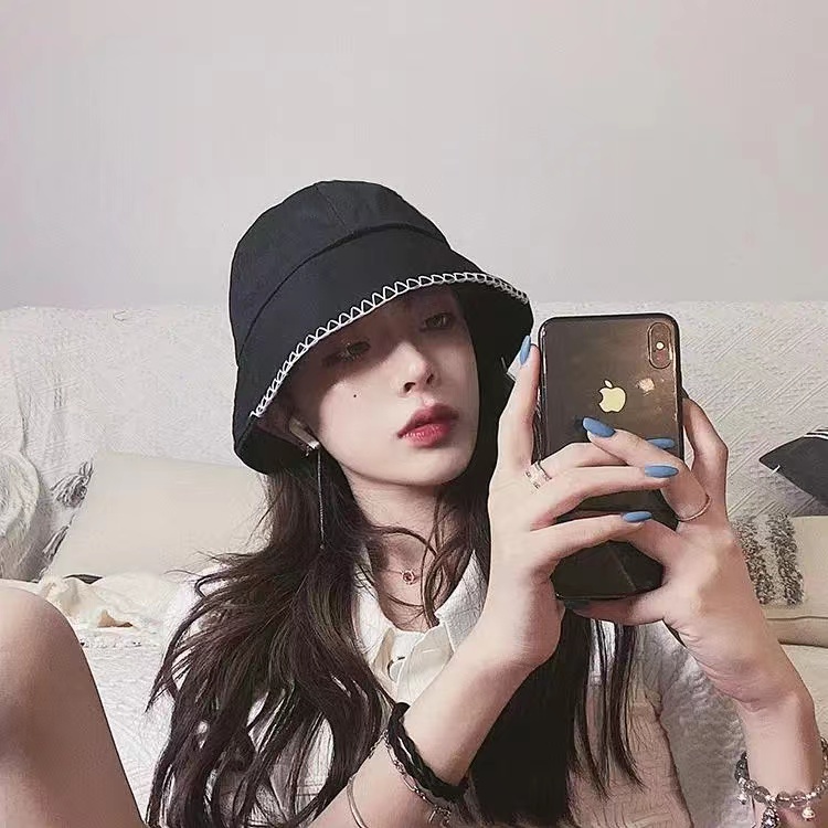 Đen Nón Tai Bèo Chất Liệu Cotton Phong Cách Retro Hàn Quốc Cho Nữ