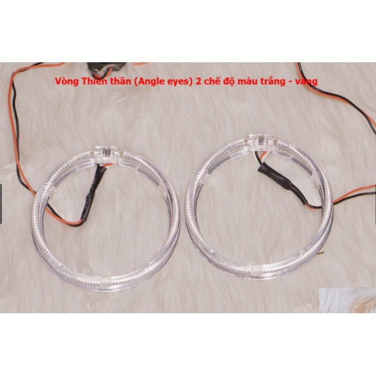 Vòng thiên thần led trang trí viền ngoài độ đèn bi cầu 2 chế độ demi trắng và xi nhan vàng Angle Eyes