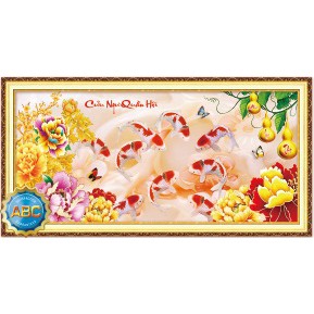 tranh đính đá Cửu Ngư Quần Hội y8224 (160×75) Y8225 (200x90) y8223 (120x60)