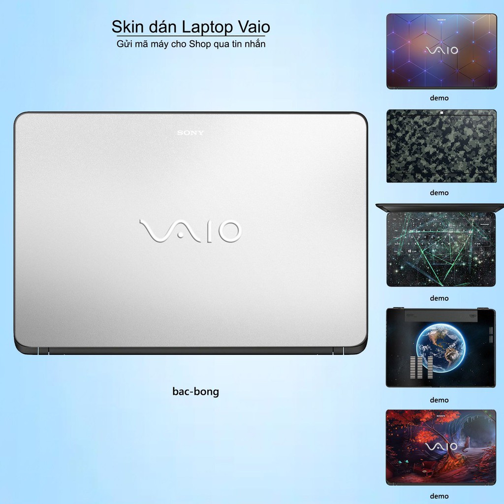 Skin dán Laptop Sony Vaio in màu bạc bóng (inbox mã máy cho Shop)