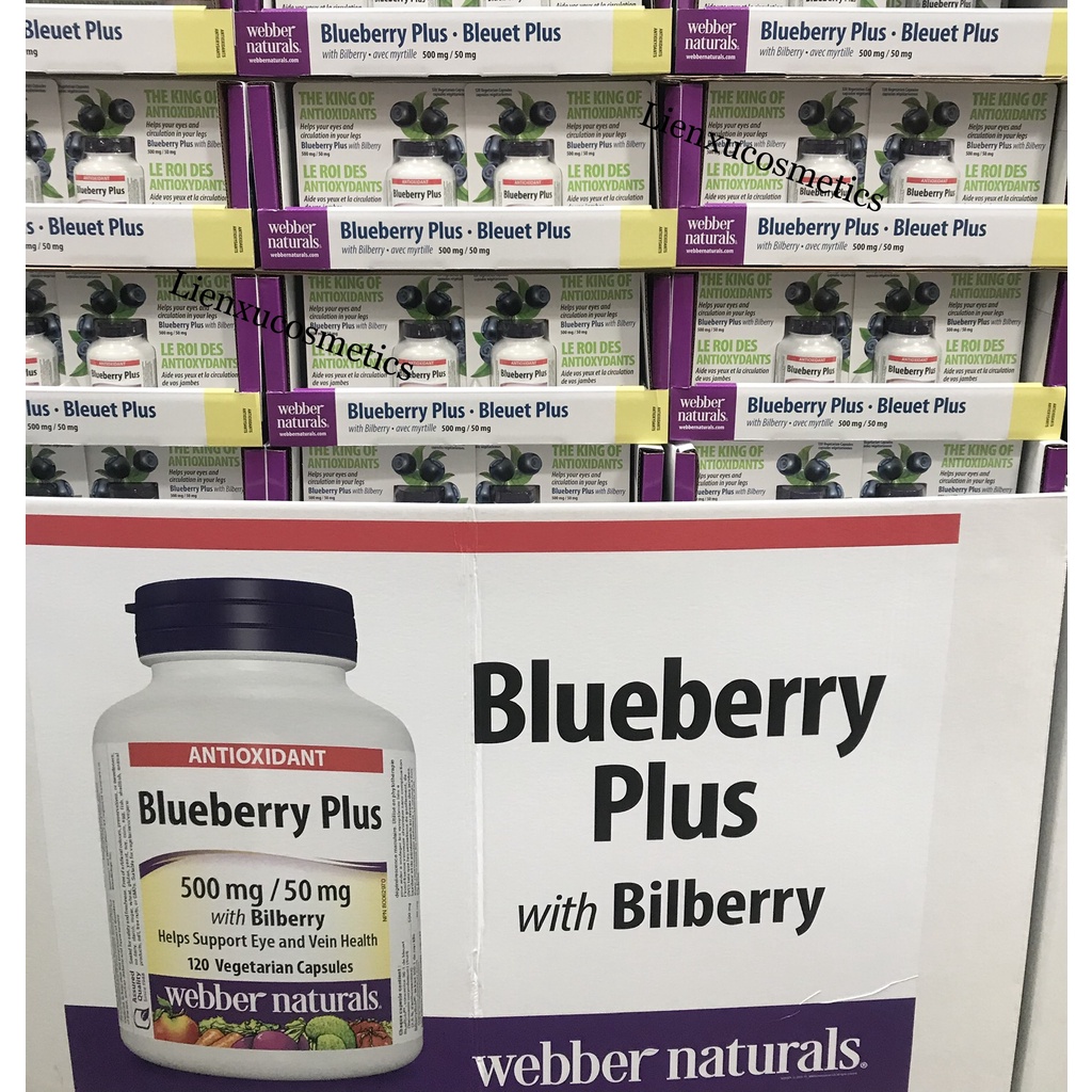 Viên uống bổ mắt blueberry plus 500mg; 120 viên. HSD T1/2026