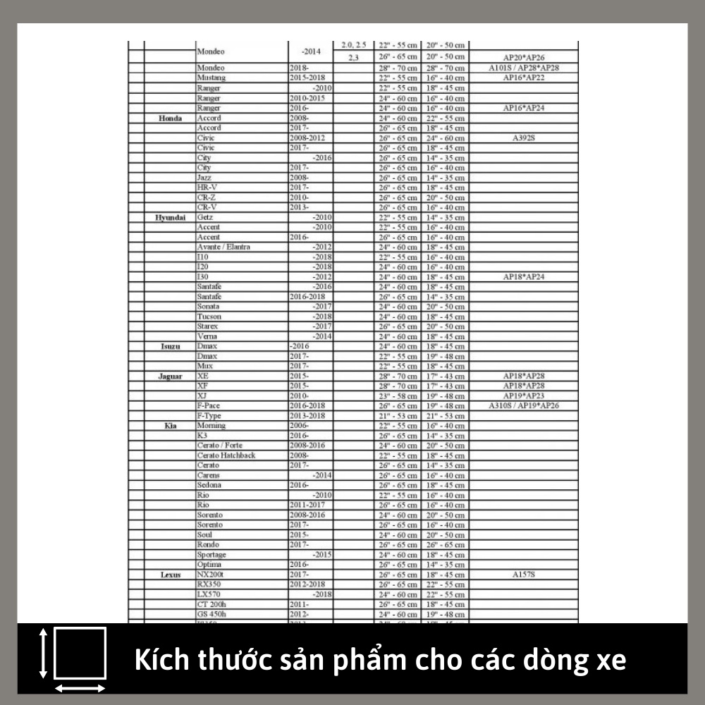 Gạt mưa ô tô morning i10 i20 City Innova Vios Ranger CRV