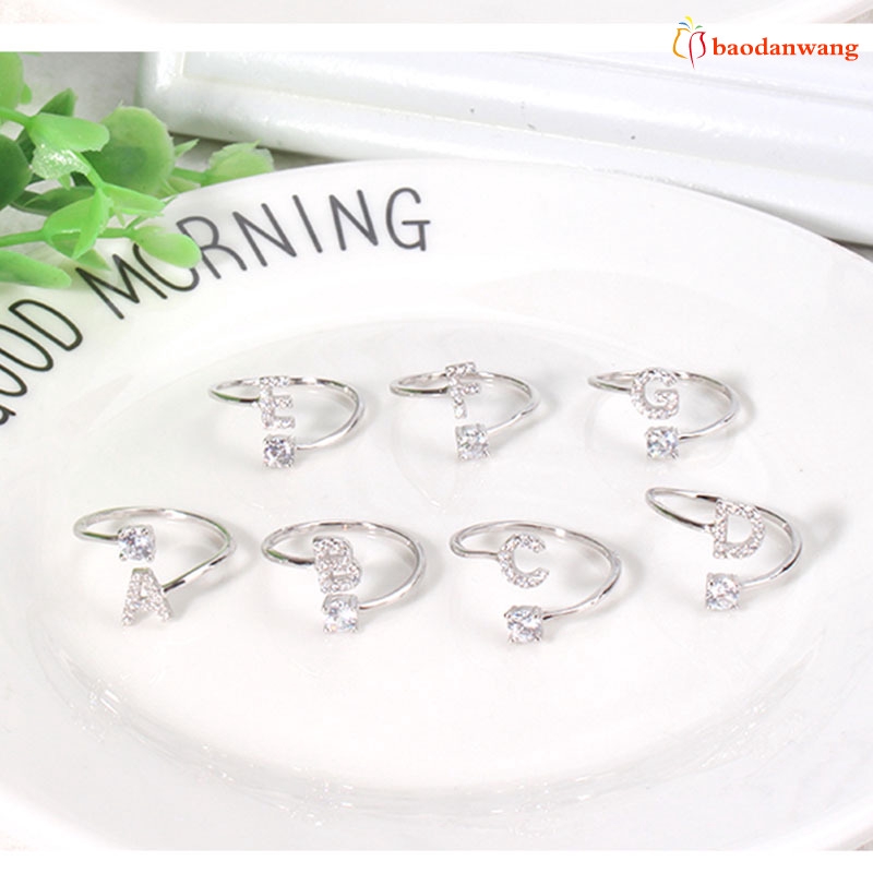 Nhẫn đeo tay với kích cỡ tùy chỉnh cùng họa tiết chữ cái tiếng Anh U/V/W/X/Y/Z tuỳ chọn quý phái cho nữ