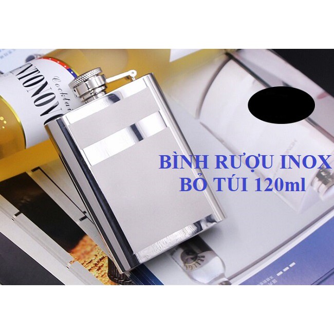 Bình inox đựng rượu hip flask 4oz (120ml) Honest, sọc ngang tinh tế & sang trọng