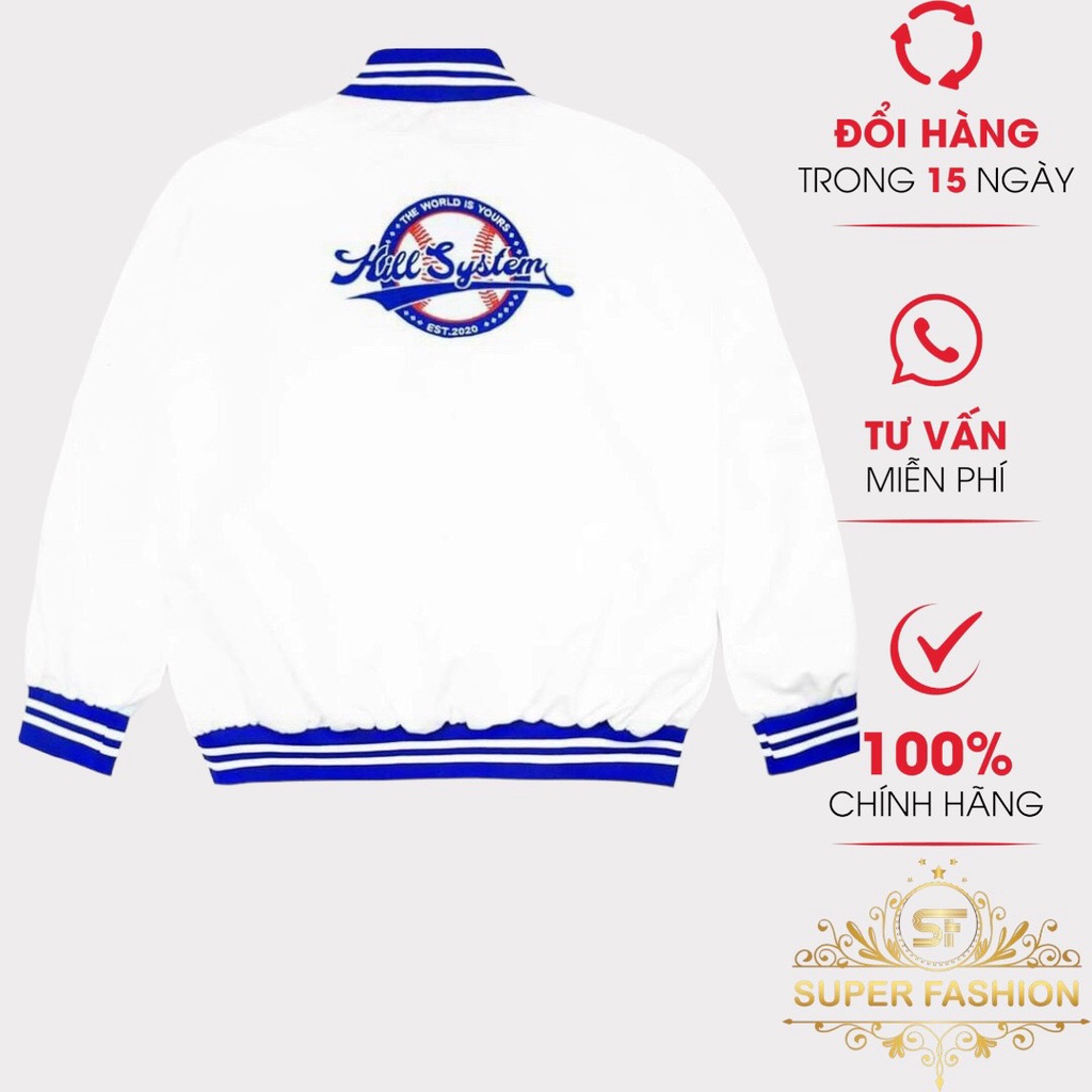 Áo Khoác Bomber Nam SUPER FASHION Chất Dù 2 Lớp In Kill System Form Rộng Phối Viền Trẻ Trung Cá Tính