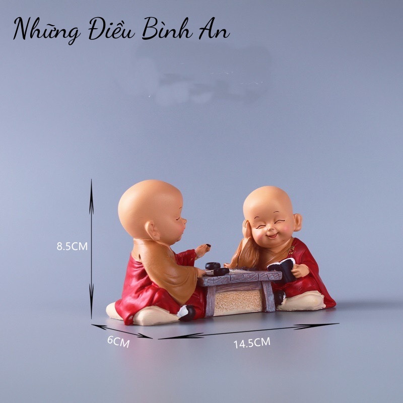 Tượng hai chú tiểu đánh cờ khoác cà sa/ Tượng phong thủy 💕FREESHIP 50k💕 Những Điều Bình An