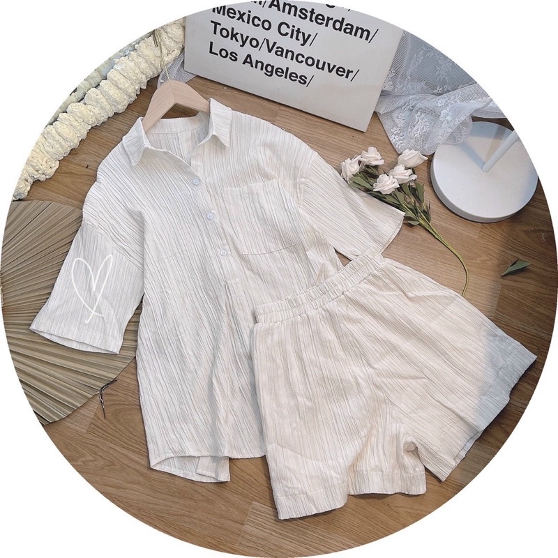 SET ÁO ĐẮP CỘT NƠ SHORT NUDE