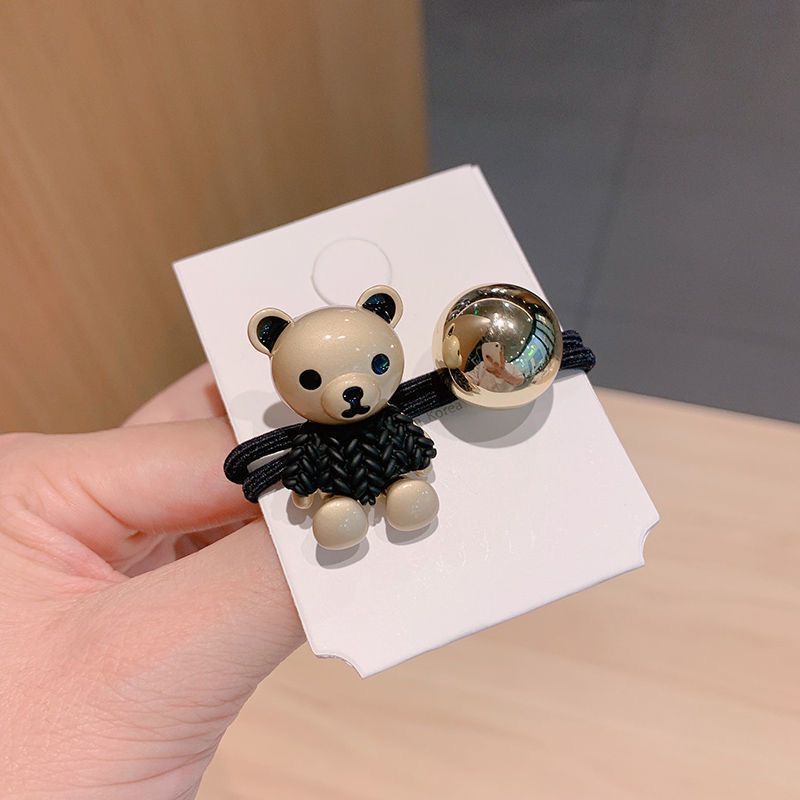 Dây Buộc Tóc Cao Su Co Giãn Tốt In Hình Gấu Hoạt Hình Dễ Thương Phong Cách Hàn Quốc Cho Nữ