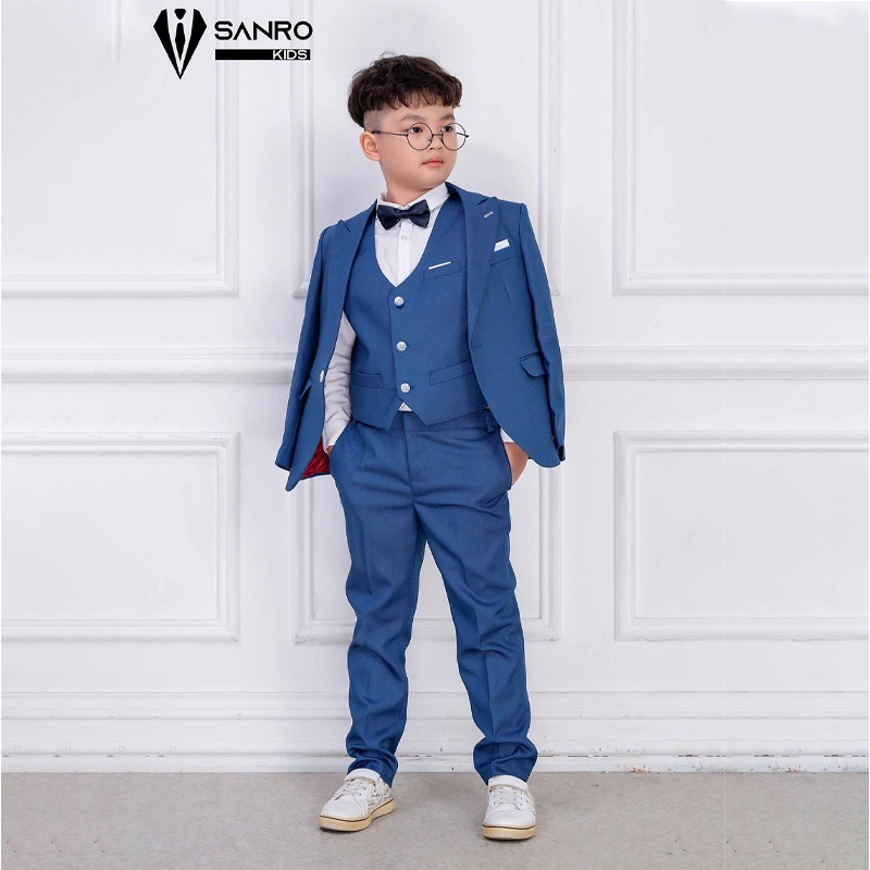 Bộ vest bé trai SANRO KIDS xanh hạt cao cấp