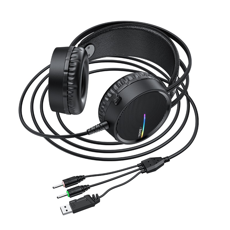 Tai nghe chơi game có dây HOCO W100  có micrô đa hướng / 3,5 mm cho mic / Đèn led 5 mầu Bảo hành 12 tháng