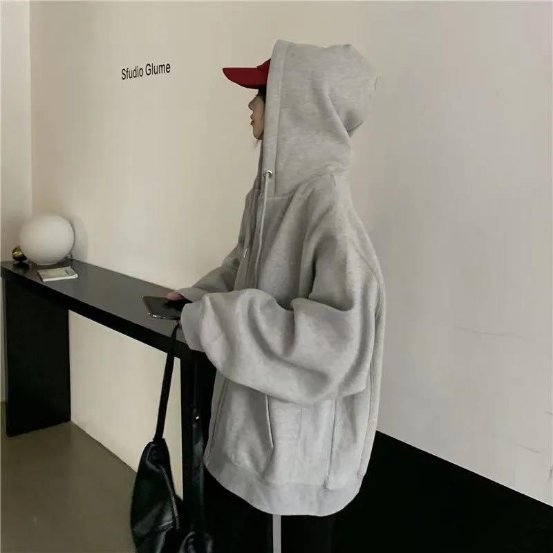 【Yuki】ÁO khoác nỉ nữ màu xám fom rộng đủ size | BigBuy360 - bigbuy360.vn