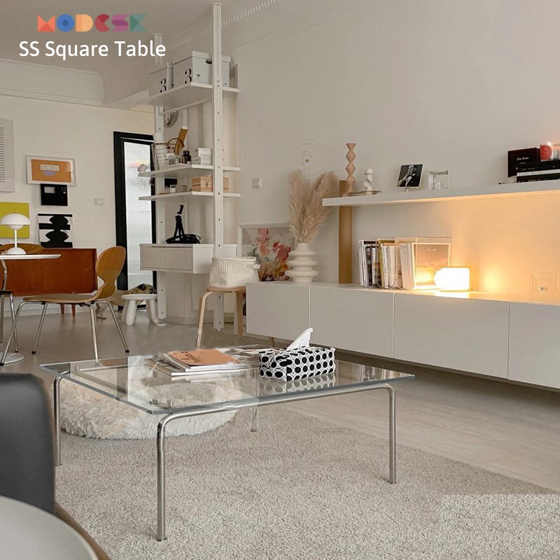 Bàn Sofa - trà Modesk SS Square Table khung inox 304 - kính cường lực [phòng khách - quán cafe]