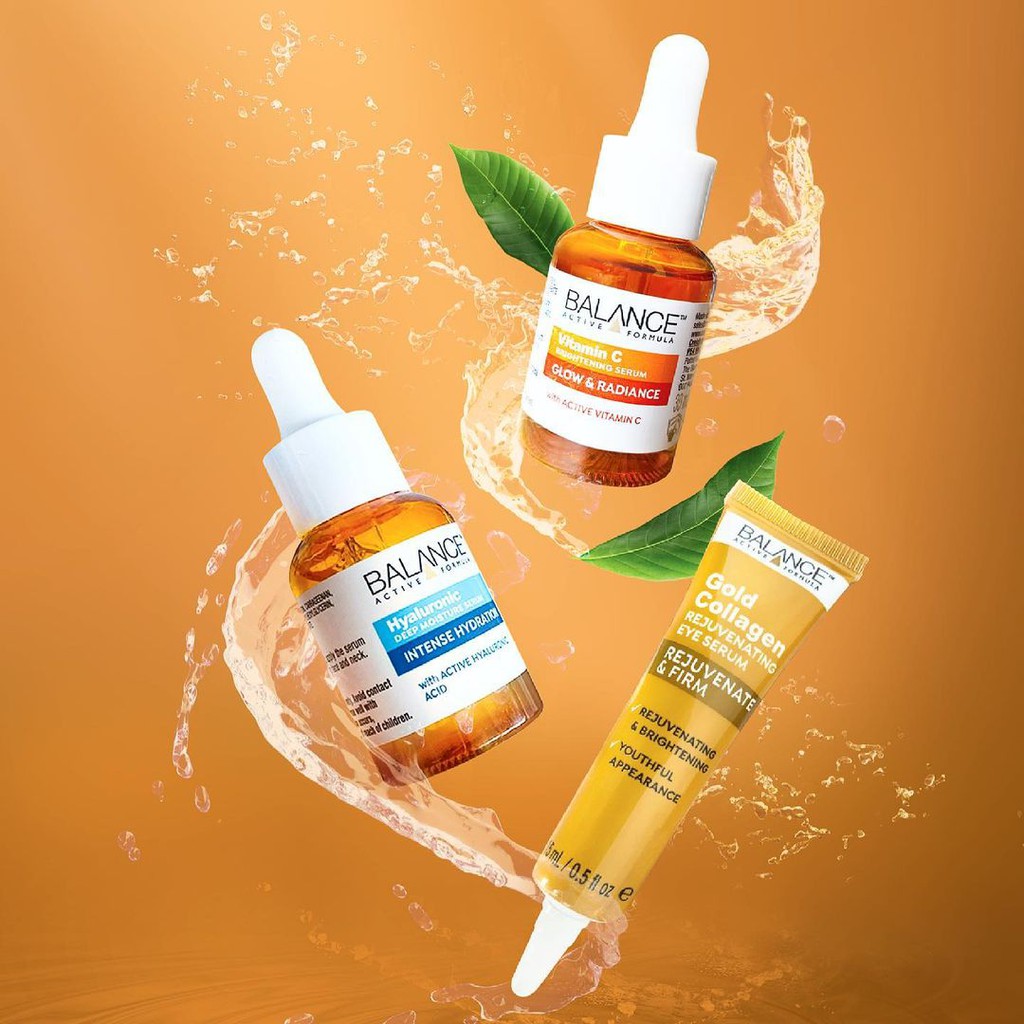 Combo Balance toàn diện Serum Vitamin C 30ml + Serum Hyaluronic 30ml + Kem mắt Gold Collagen 15ml