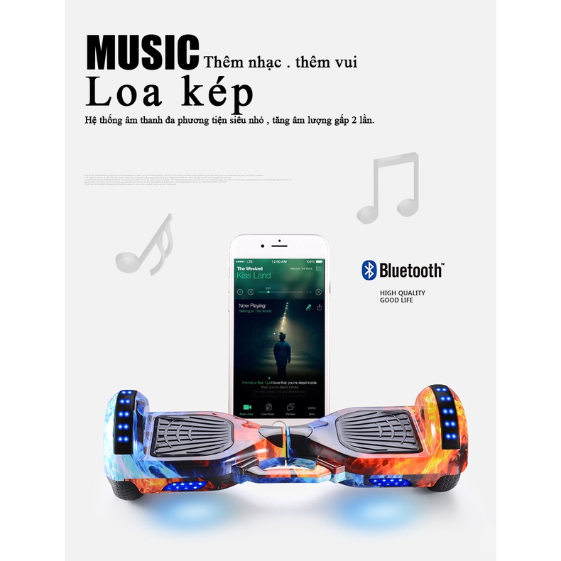 Xe Điện Cân Bằng Mitech 6.5 inch 8inch 10inch xe cân bằng 2 bánh kết nối Bluetooth Freship